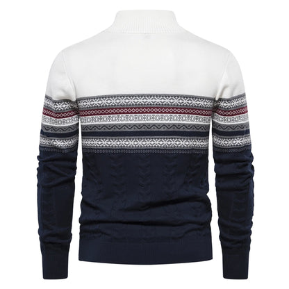 Herren Pullover aus hochwertiger Baumwolle mit Viertelreißverschluss und Stehkragen
