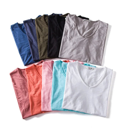 Herren-T-Shirts im Set, verschiedene Farben, V-Ausschnitt, kurzarm