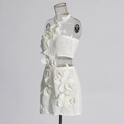 Eleganter Damen-Minirock mit Patchwork-Design und Rüschen, hoher Taille und figurbetonter Passform