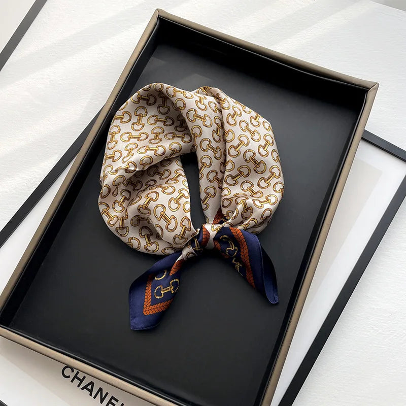 Damen Seidensatin Schal Tasche Kopf Bandana Halsschal klein quadratisch Luxus E