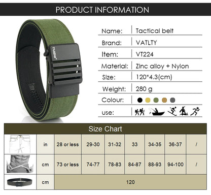 Herren-Taktischer Gürtel aus Nylon mit matte Metall-Schnalle und 43 mm Breite für Alltag und Freizeit