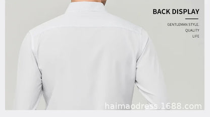 Langärmeliges Herrenhemd in Weiß – Hochwertiges, bügelfreies Businesshemd für Frühling und Sommer