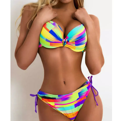 Sexy Bikini-Set mit Strasssteinen und Push-up-Effekt – ideal für Strand und Pool