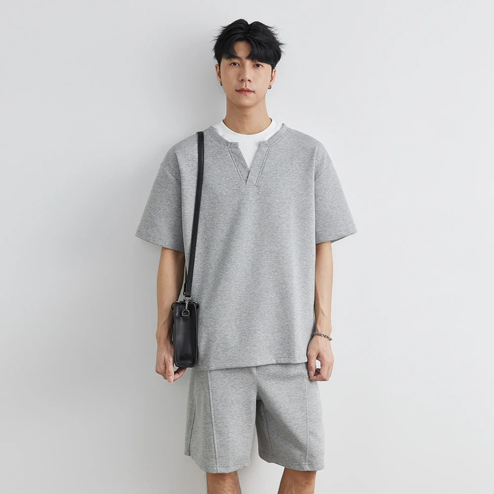Herren Sommer Anzug aus bequemen T-Shirt und Shorts mit Taschen