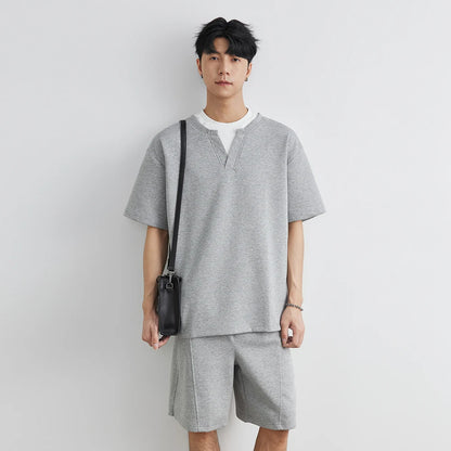 Herren Sommer Anzug aus bequemen T-Shirt und Shorts mit Taschen