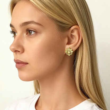 Damen-Ohrstecker Lotus golden Royal Vintage aus Sterlingsilber