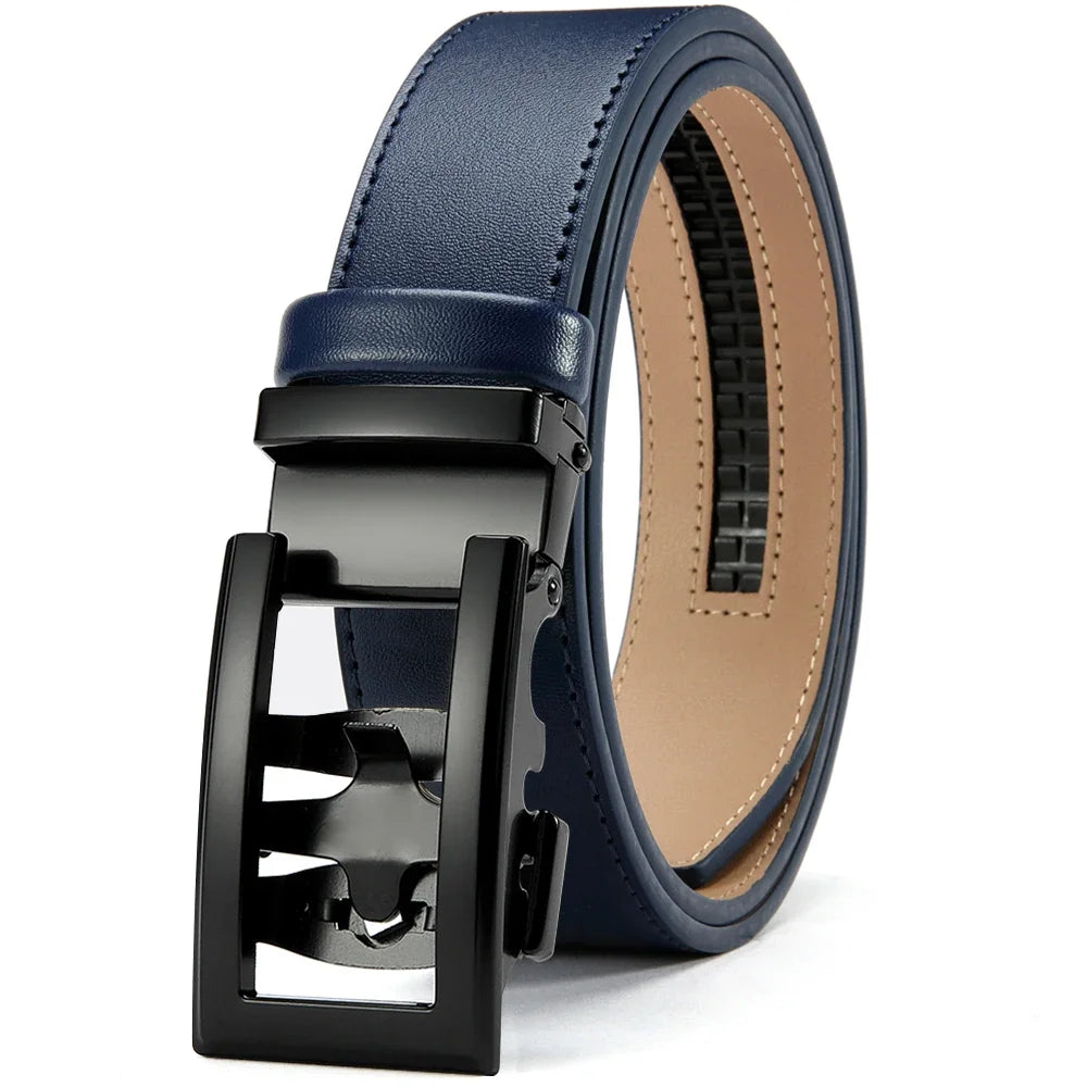 Herren Echtleder-Gürtel Hohles Muster Automatik-Schnalle Unisex 3,5 cm