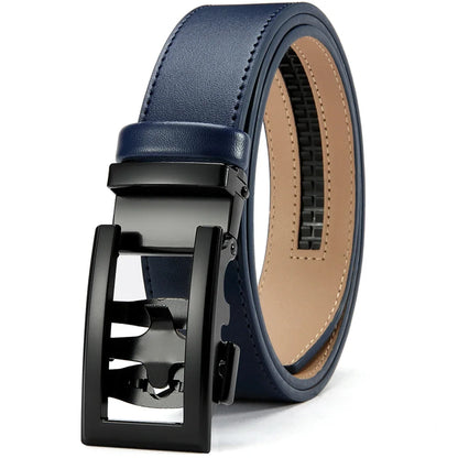 Herren Echtleder-Gürtel Hohles Muster Automatik-Schnalle Unisex 3,5 cm
