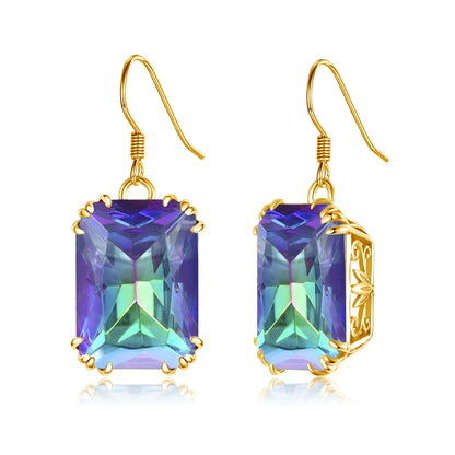 Damen-Tropfenohrringe aus 18K Goldplattierung mit synthetischem Rubin 13x18 mm für besondere Anlässe
