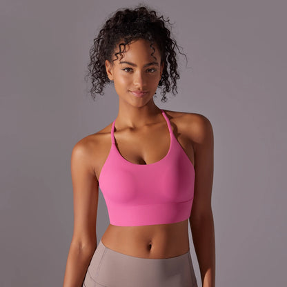 Sport-Bustier mit U-Ausschnitt und Trägern, pink