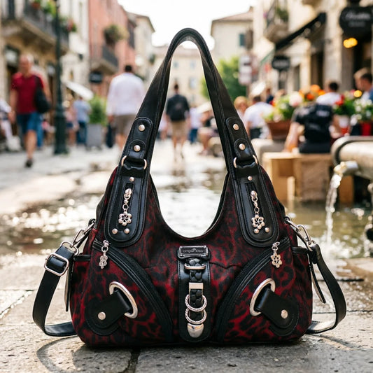 Damen-Hobo-Tasche Leopardenmuster großes Fassungsvermögen mit abnehmbarem Schultergurt