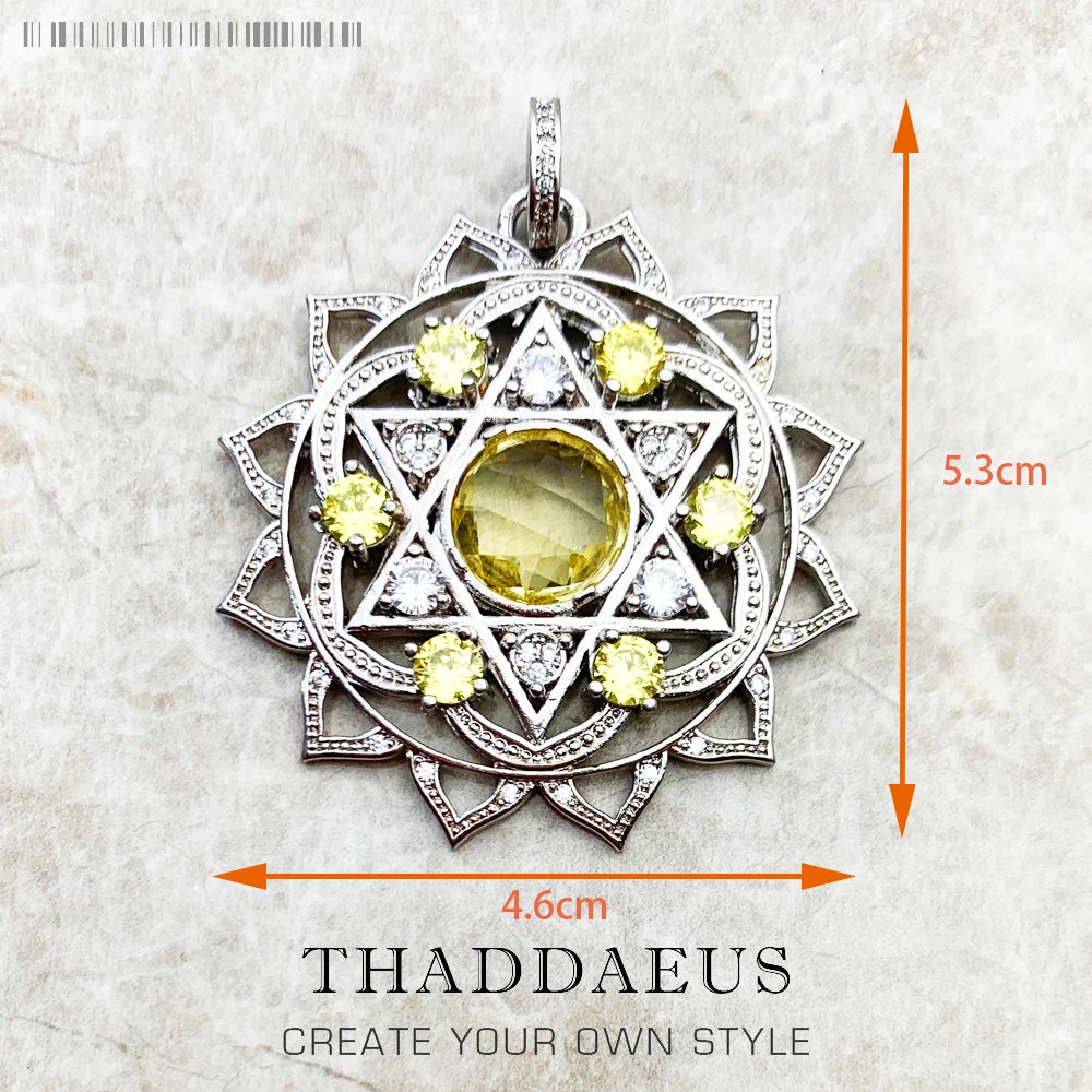 Damen-Anhänger Hand Fatima Chakra Lotus Bohemia aus Sterlingsilber