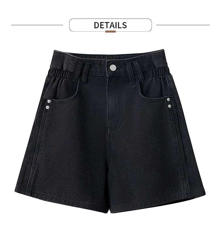 Damen Shorts Baumwoll-Denim Lässig Locker Gerade Vintage Modische Taschenjeans