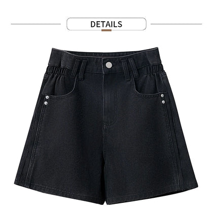 Damen Shorts Baumwoll-Denim Lässig Locker Gerade Vintage Modische Taschenjeans