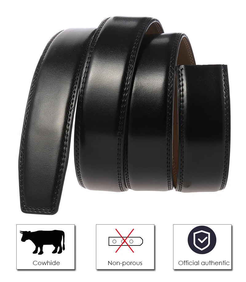 Herren-Gürtel aus Rindsleder mit automatischer Metallschnalle, 31 mm Breite, braun