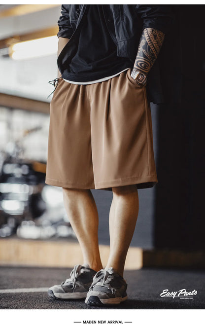 Herren Shorts aus Anti-Falten-Tuch mit elastischer Taille und lockerer Passform