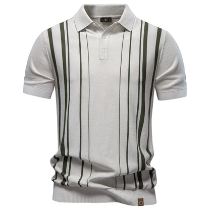 Gestreiftes Poloshirt Für Herren Mit Old Money Stil Und Atmungsaktiv