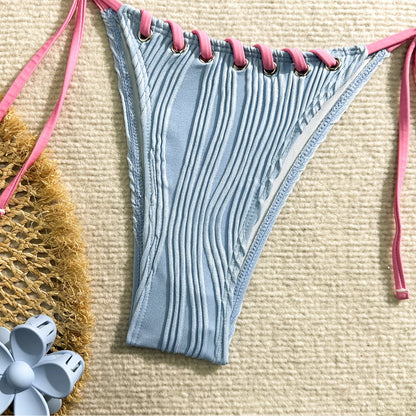 Sommerliches kariertes Bikini-Set mit Push-up-Effekt – verführerische Bademode für den Strand und Pool