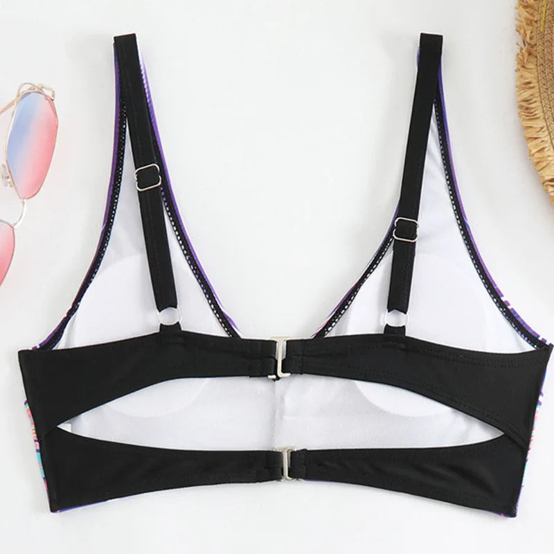 Sexy Bikini-Set für Damen in Unifarben mit Push-up-Effekt – Brasilianischer Badeanzug für Strand und Schwimmen