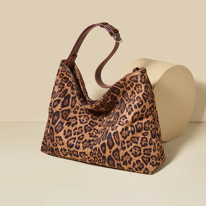 Damen Schultertasche Groß Kapazität Oversize Leopardendruck Modische Tote Tasche