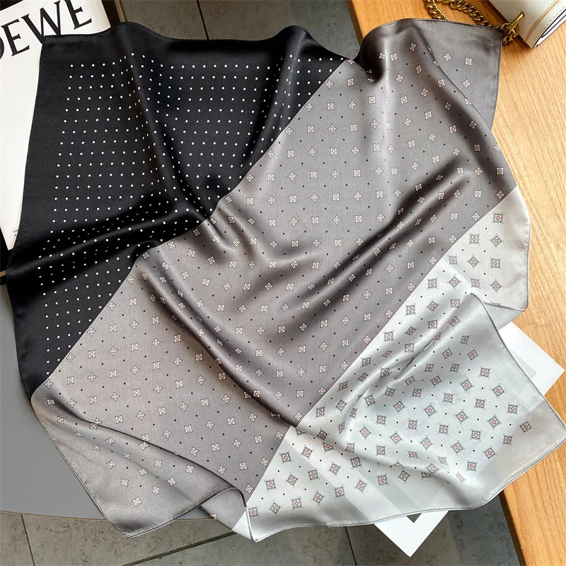 Damen Seidenschal quadratisch Halstuch Bandana Hijab Pashmina Poncho B