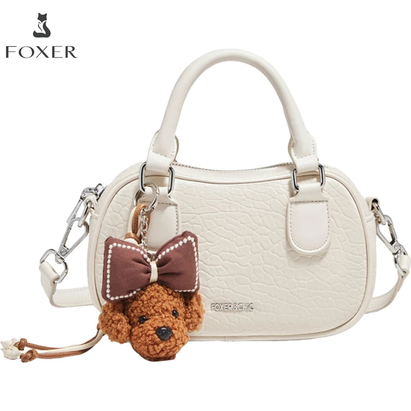 Damen Handtasche Aus Soft Leateh Im Boston Stil Mit Crossbody Anhänger