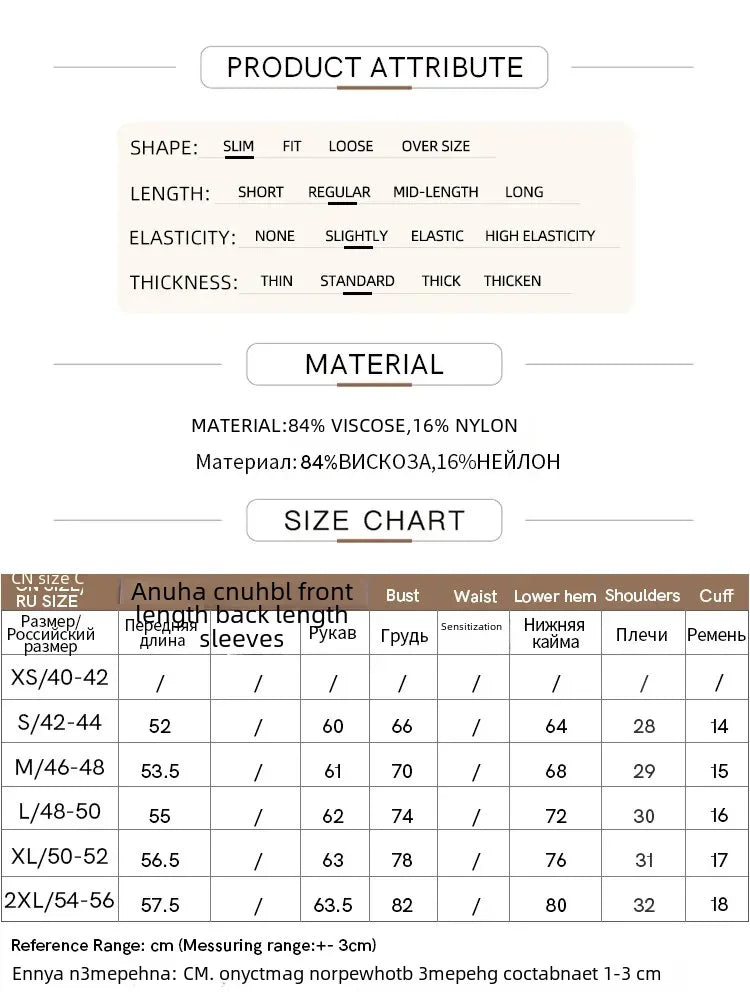 AMII Produktgrößentabelle und Materialangaben für Damenpullover