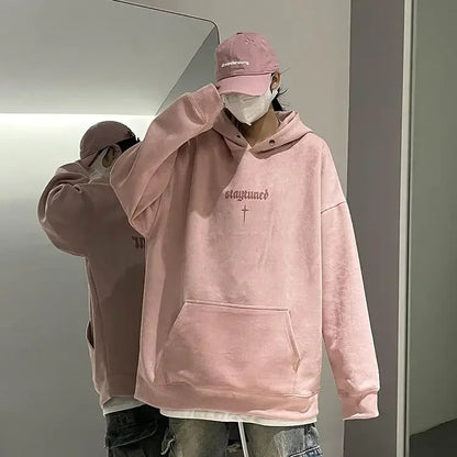 Lässiger Herren-Hoodie mit Rundhalsausschnitt und Vintage-Cartoon-Print – ideal für Herbst und Winter