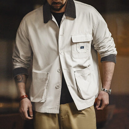 Herren Kurze Jacken Retro Jagd Revers Plus Size Outwear Frühling Herbst