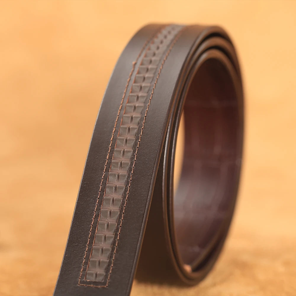 Herren Echtleder-Gürtel Business Bambusmuster 3,5 cm Automatik-Schnalle Rindsleder