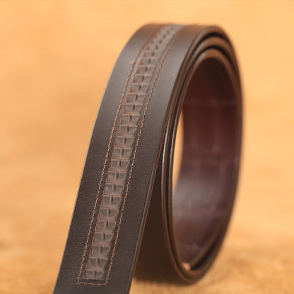Herren Echtleder-Gürtel Business Bambusmuster 3,5 cm Automatik-Schnalle Rindsleder