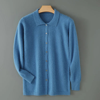 Maillard Polo-Kragen-Pullover für Herren, Herbst/Winter 2024, lässige Business-Männer, 100 % reiner Nerz-Kaschmir-Strickjacke, große Strickjacke