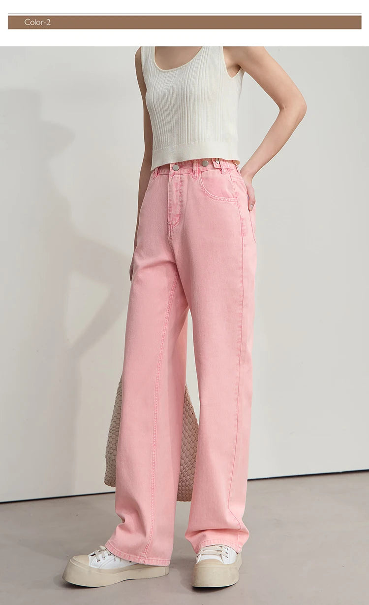 Damenjeans im minimalistischen Retro-Stil mit geradem Bein aus Baumwolle