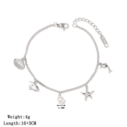 Damen-Charm-Armband mit Ozean-Motiven aus Edelstahl