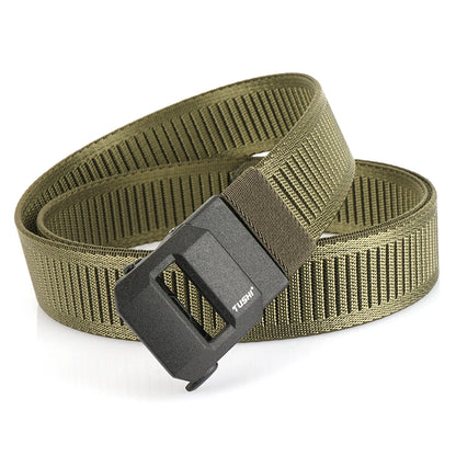 Herren-Gürtel aus elastischem Nylon mit automatischer Metallschnalle, 100–120 cm Länge