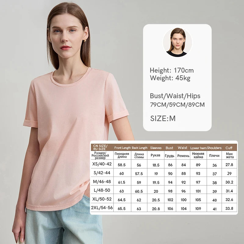 Damen Top im minimalistischen Stil aus einfarbiger mercerisierter Baumwolle