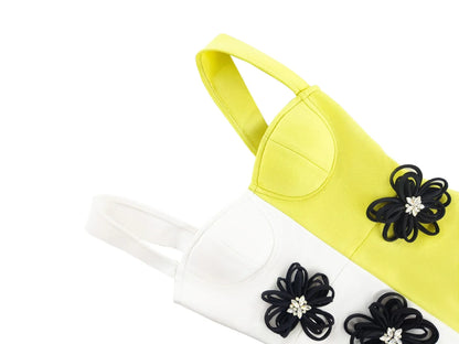 Ärmelloses Midikleid mit Polka-Dots und Patchwork-Spitze im Colorblock-Design für Damen mit Halterneck