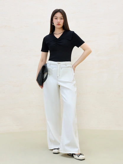 Weites Damen-Shirt mit Buchstaben-Print und langen Ärmeln – ideal für den Frühling und vielseitig kombinierbar.