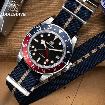 ADDIESDIVE TOP Men's Watches 20Bar Diving BGW9 Super Luminous AD2044 Swiss Ronda 515-24H GMT Watch Quartz Watch