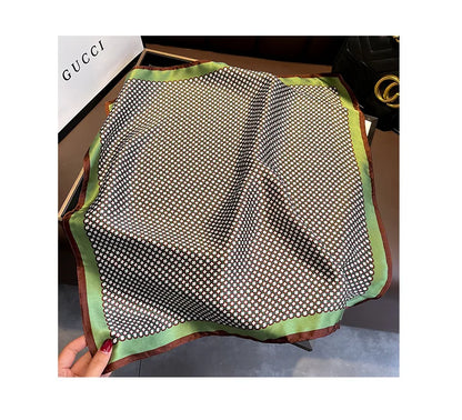 Damen Seidenschal 53cm quadratisch Haarband Halstuch Bandana bedruckt D