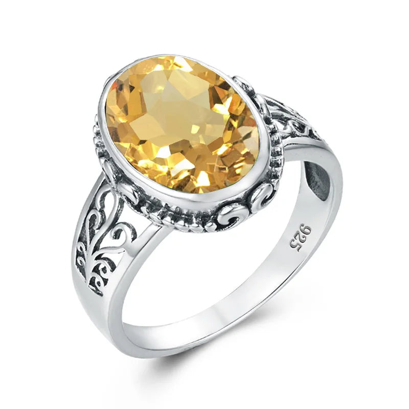 Damen-Ring aus Gold mit ovalem Granatstein 10x14 mm handgefertigtes Schmuckstück im markantem Design