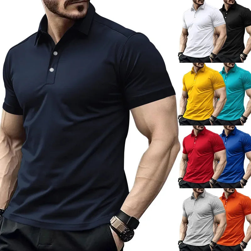 Herren-Poloshirt mit Brusttasche und kurzen Ärmeln in einfarbigem Design – ideal für den Sommer