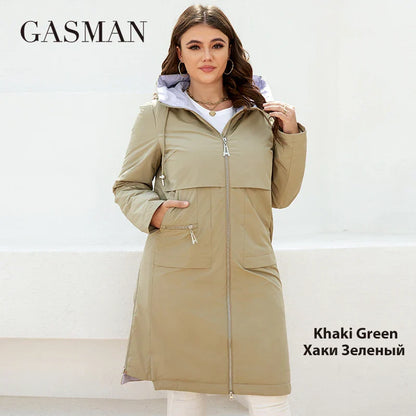 Warme Damen-Winterjacke mit abnehmbaren Ärmeln, Kapuze und Reißverschluss – klassisches Design mit Schnürung und Taschen.