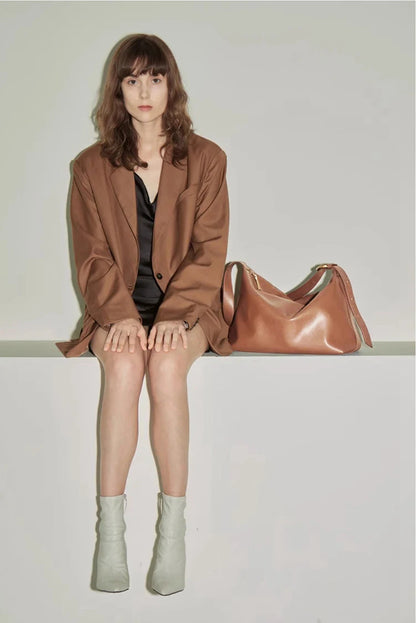 Damen Tote Tasche aus Split-Leder mit großem Fassungsvermögen Crossbody