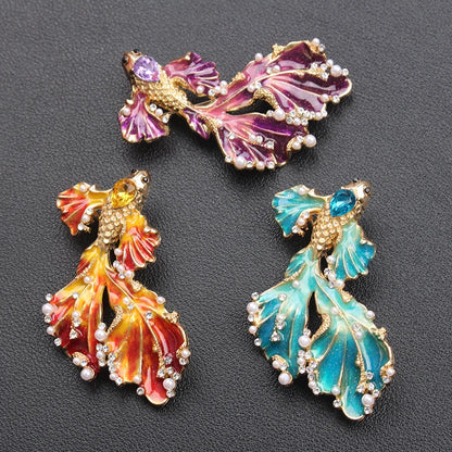 Brosche Goldfisch Emaille Strass Tier Kreativ Mode Europäisch Schmuck
