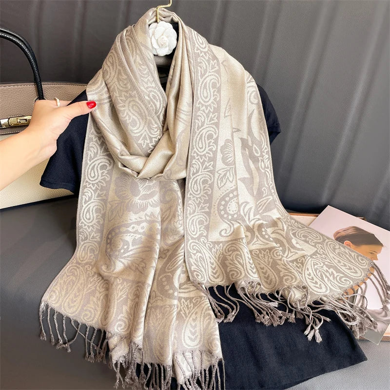 Damen Winterschal Kaschmir Pashmina Luxus Druck warm Stolen Foulard Baumwolle