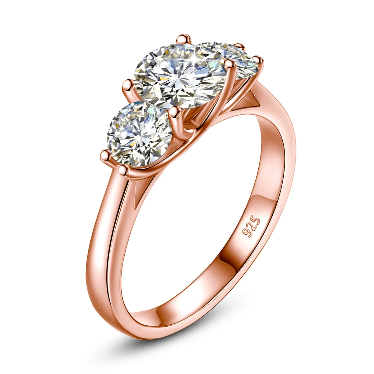 Damen-Ring Mit Moissanit Drei-Stein-Anordnung Totem-Design 2 Ct Sterlingsilber 925 Schmuck
