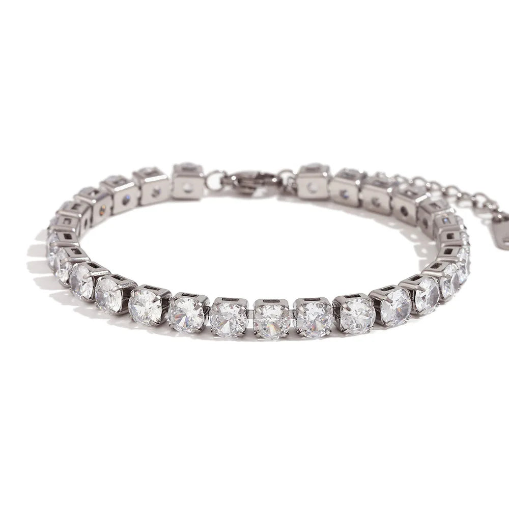 Damen-Tennisarmband mit Kristall-Strass aus Edelstahl