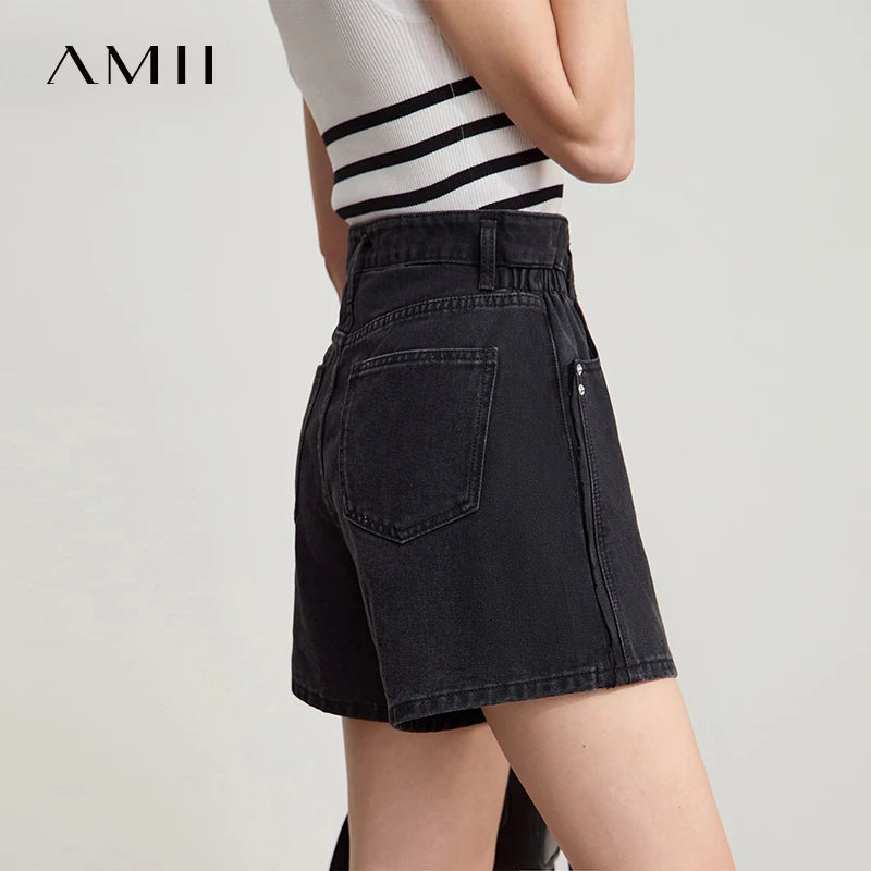 Damen Shorts Baumwoll-Denim Lässig Locker Gerade Vintage Modische Taschenjeans