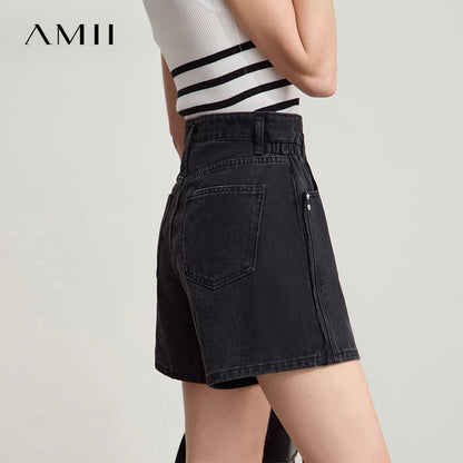 Damen Shorts Baumwoll-Denim Lässig Locker Gerade Vintage Modische Taschenjeans